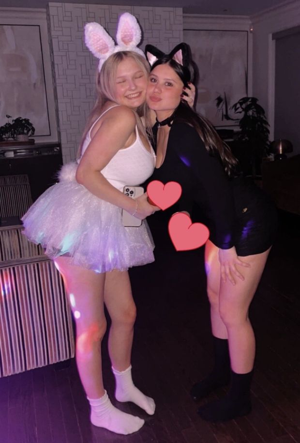 Ava & big boobed friend Halloween costumes