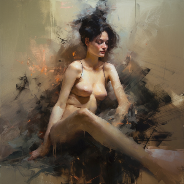 Nude woman in oil