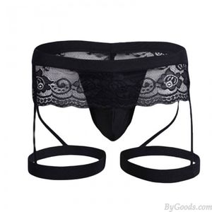 Sexy Cordón Liguero Pierna Anillo Lencería Calzoncillos T-back Sissy Ropa interior Calzoncillos de hombre Bolsa abultada Suspensorio Tanga