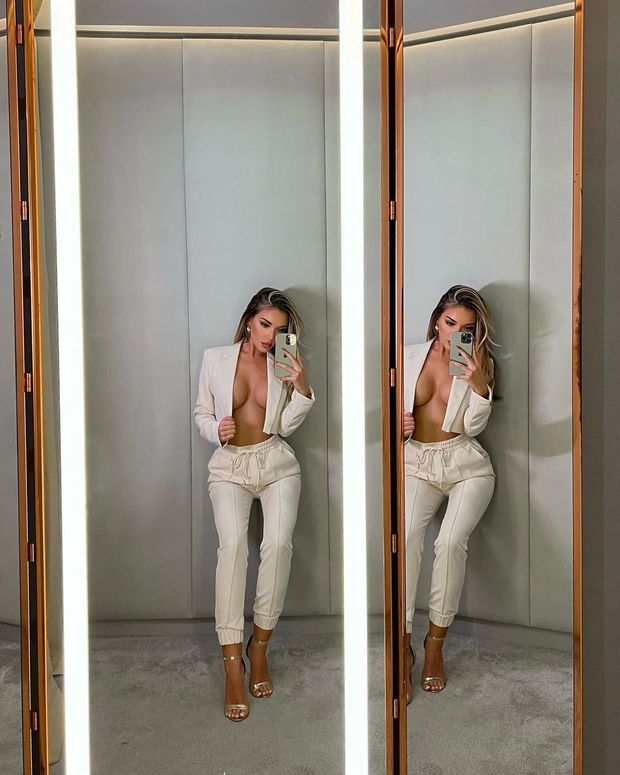 blazer and no shirt