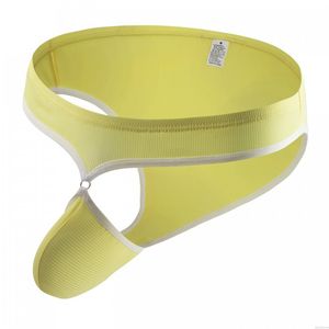 Sexy fil poilu creux renflement poche string slips taille basse respirant sous-vêtements Lingerie pour hommes Poule mouillée Slip
