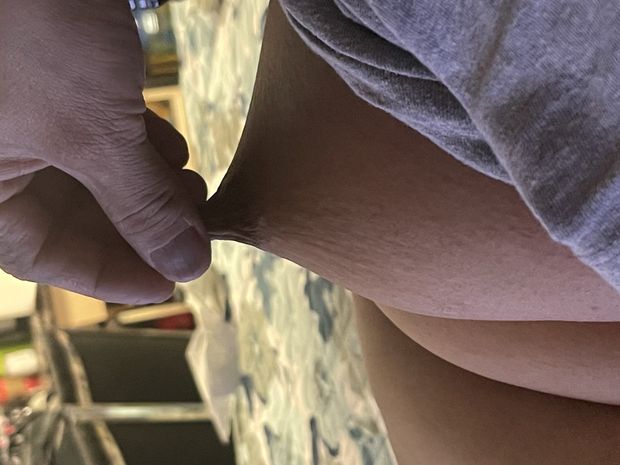Playing my moms tits