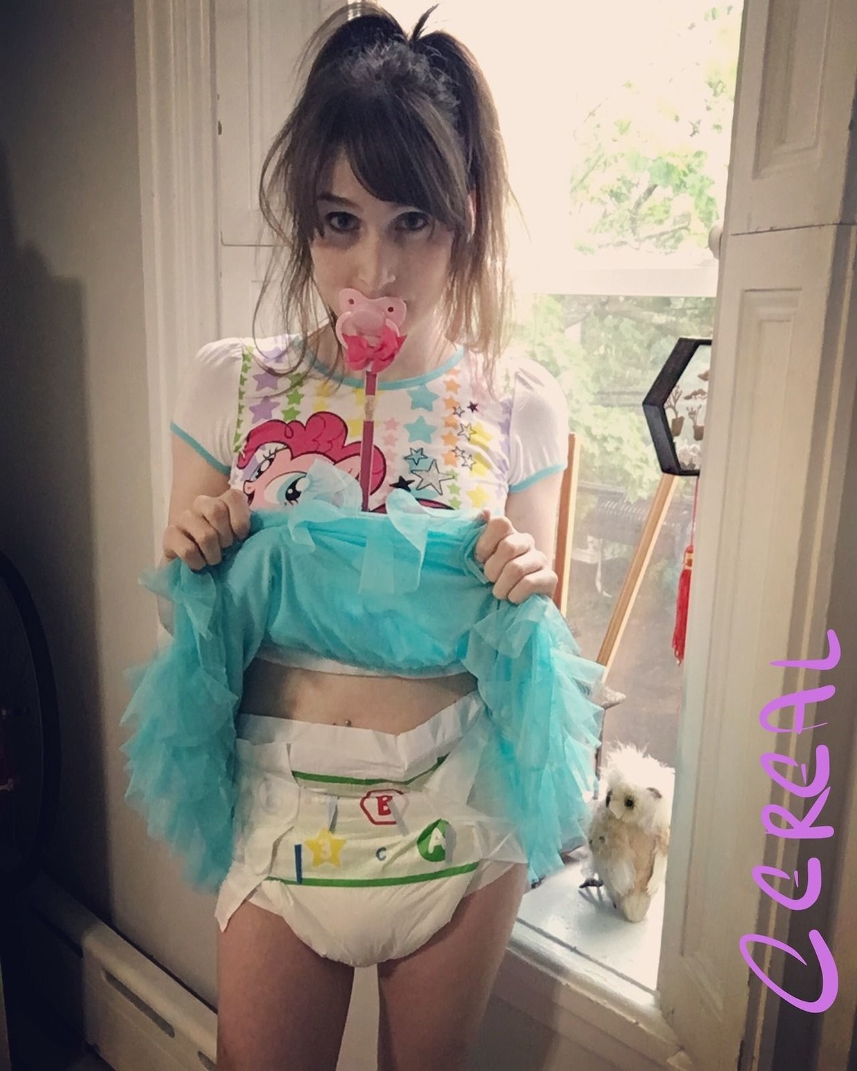 She is so cute when wearing diaper.