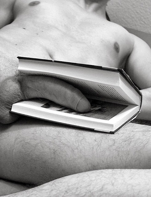 Maybe his girlfriend using his big cock for a bookmark