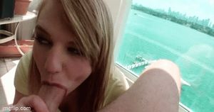 Teen gives head on hotel balcony