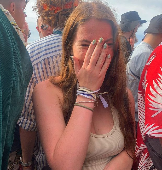 She's laughing because you just came from one stroke...