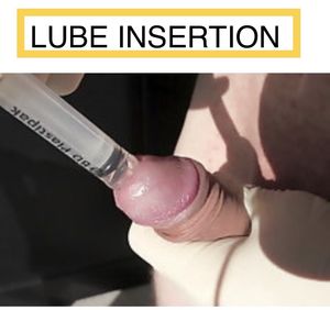 Sterile, water based lube insertion