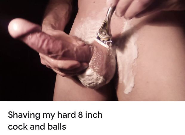 Shaving his cock and balls