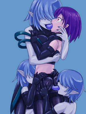 Cartoon lezdom tongue kissing and licking - All on one