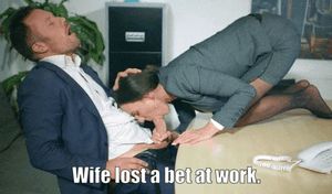 Wife lost a bet with a coworker.