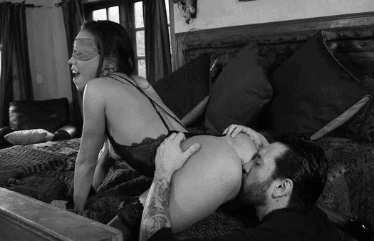 Blindfold on you and me warming you up before the fun begins
