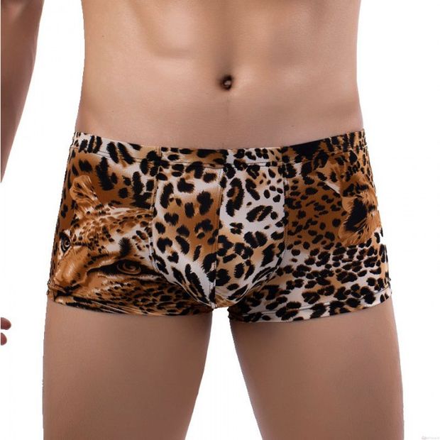 Sexy Tiger Print Leopard Bulge Pouch Lingerie For Men Briefs Low Rise Panties Boxer Thong Underwear