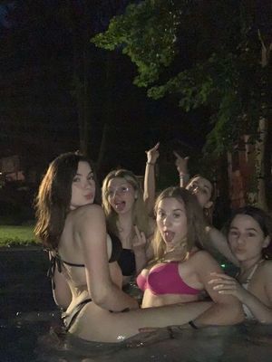 Teens in a hot tub