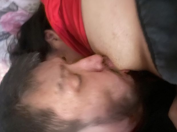 Feels good to be playing and sucking mommy’s tits