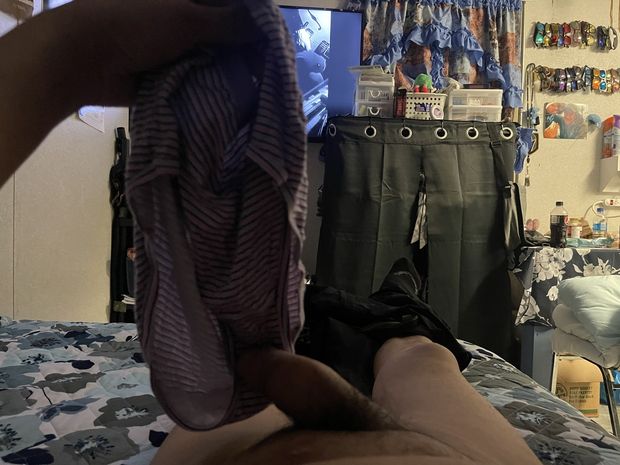 She threw me her panties to play with till she comes back from getting cigarettes she’s gone commando