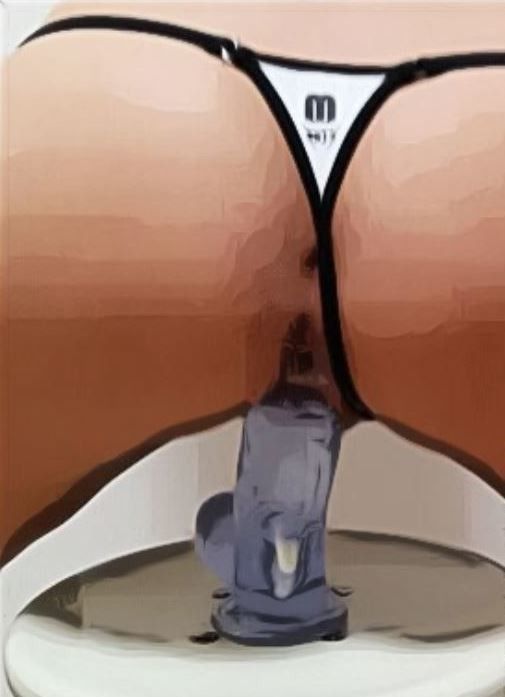 Thick cream on her dildo