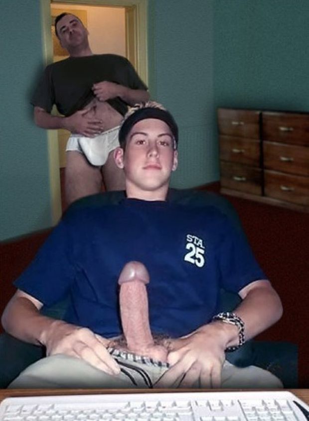 James loved to sit in front of a mirror, watching his dad get excited as he whipped his cock out of his trousers