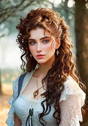 Artificial intelligence created this Mesmerizing Beauty with flowing curls.