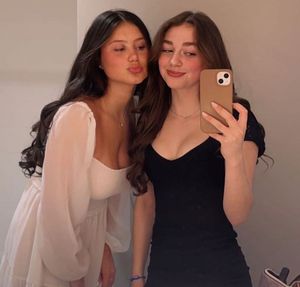 Ana & friend mirror selfie cleavage