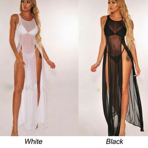 Sexy Sleepwear See Through Mesh Nightdress Bridal Lace Gown Long Maxi Dress Side Slit Gown Lingerie Robe