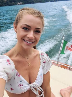 Sexy smile with cleavage