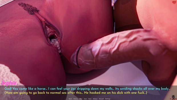 Sam pulls his horse size cock out of Sophia's pussy, now filled with a huge load of his jizz - his cum sendindg shocks all over her body