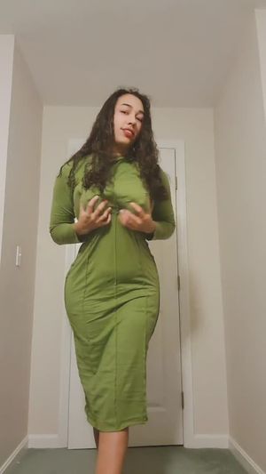 Green Dress & Big Tits