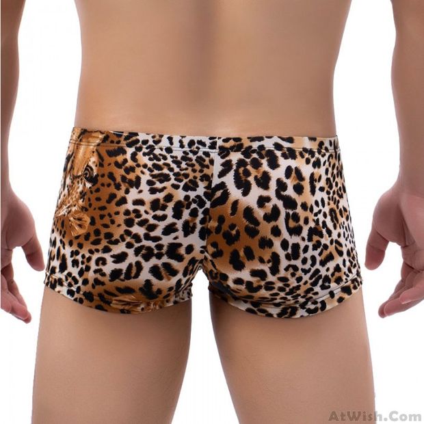 Sexy Tiger Print Leopard Bulge Pouch Lingerie For Men Briefs Low Rise Panties Boxer Thong Underwear