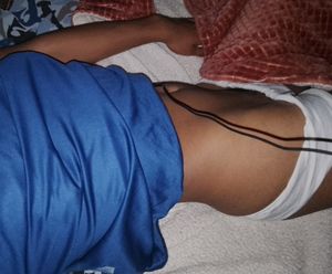 Another tease with panties down and free belly