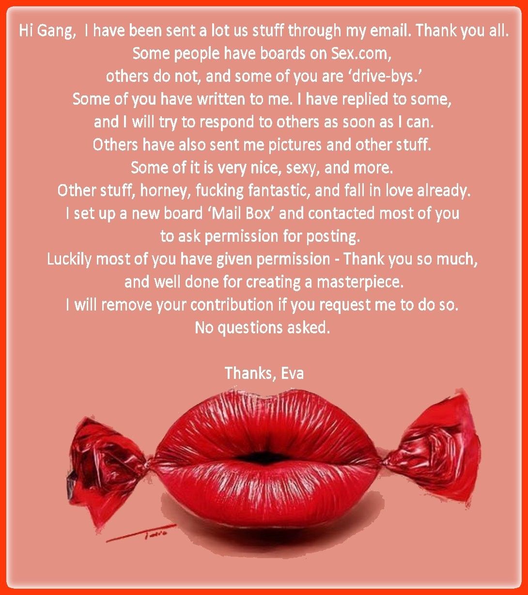 Message to fellow perverts, depraved sex addicts and weirdoes
