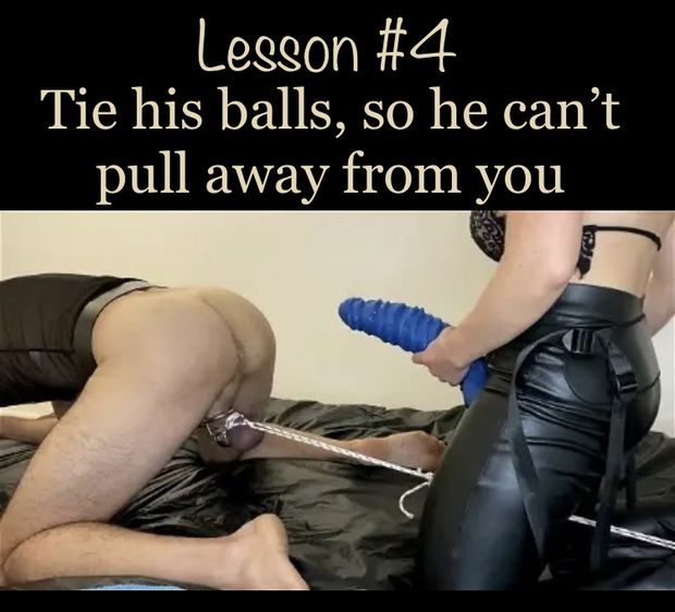 Tie his balls so he can’t pull away