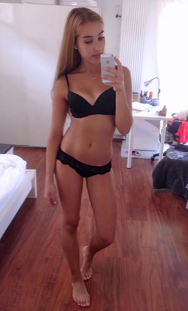 trying on underwear