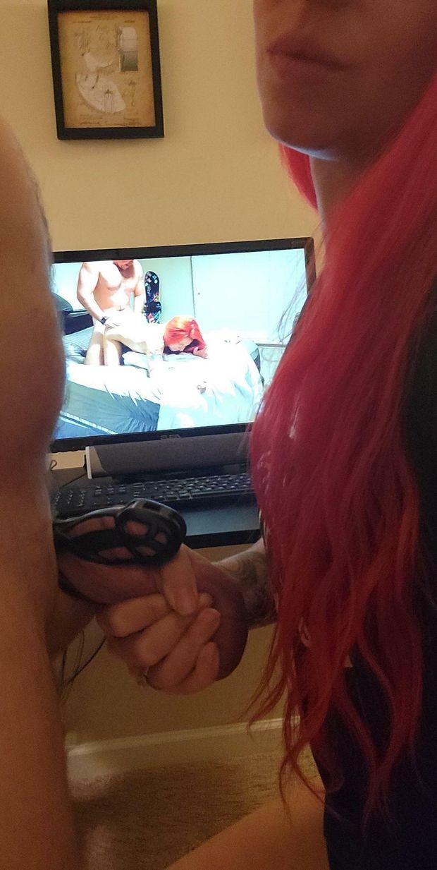 Showing my cuckold husband my home video
