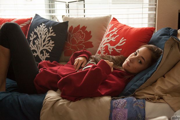 chilling on couch