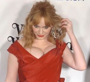 Showing off her incredible cleavage