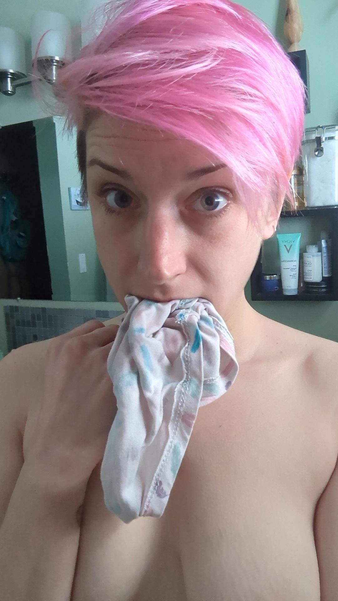 After he made me pee my panties, I had to carry them in my mouth