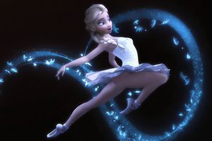 Elsa performing the pantieless ballet "Northuldra's four spirits".