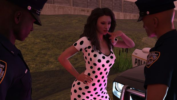 "You caught me officers, so what are you going to do with me? - I've been so naughty, so spank me - please use me - I need to be fucked"