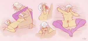 Messy creampie transboy in thigh high socks