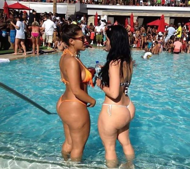 Phat ass Latina and PAWG at the pool