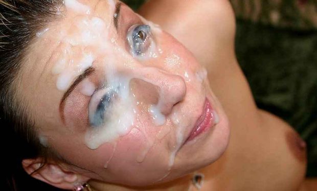 Sexy with cum on her eyes