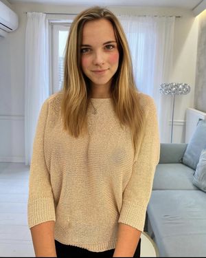 sexy blonde with see thru sweater 1