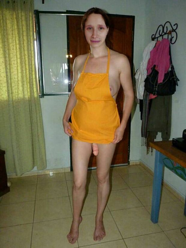 tranny posing with big Toys