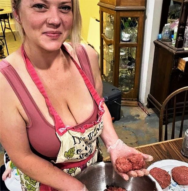 Juliana making meat balls! Love her huge natural tits!