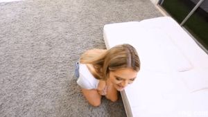 "Can I touch it?" she giggles. "I don't know why I am so nervous"