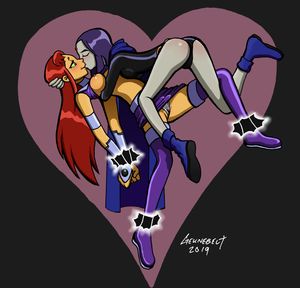 Cartoon lezdom kissing - Teen Titans - Artist: Geknebelt