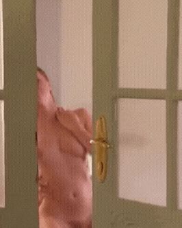 Spying on Blonde woman riding cock through cracked door