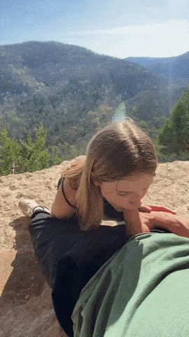 Deep throat outdoors