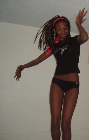 Teen with black panties