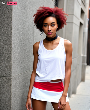 AI Black babe with red hair